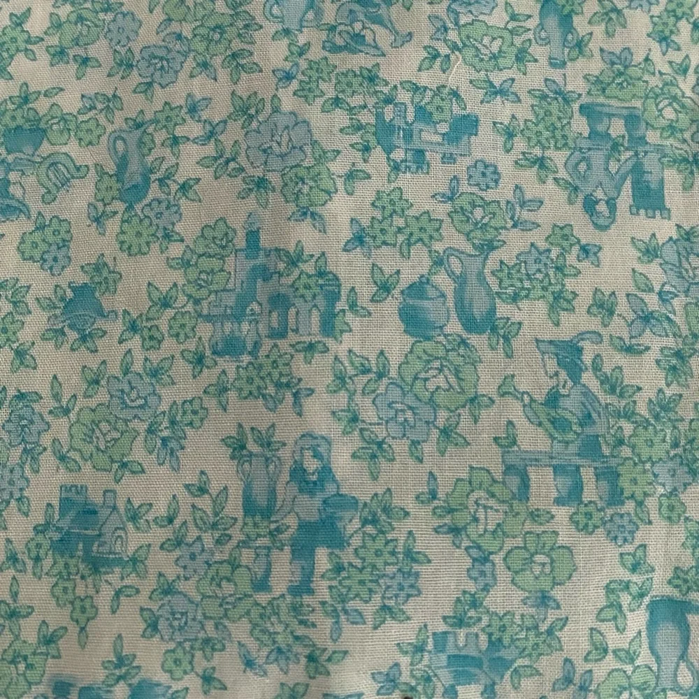 Vintage 1960s Cotton Shirt Short Sleeve Castle Floral Print Hong Kong - Picture 4 of 15